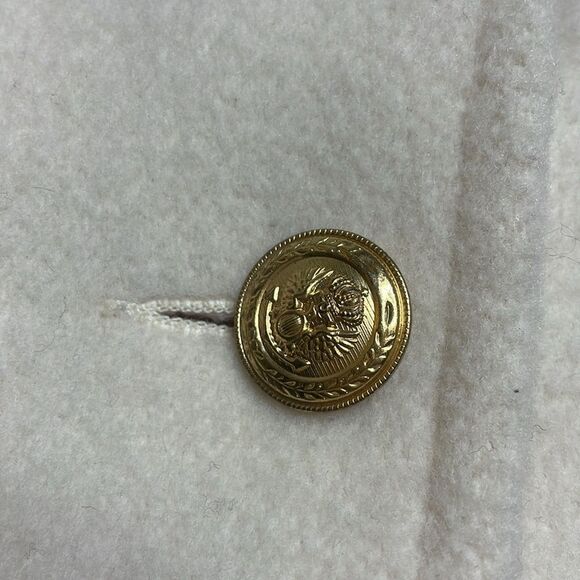 70s Vintage Ivory Wool Forecaster Coat military naval style double breasted Med - Picture 3 of 12